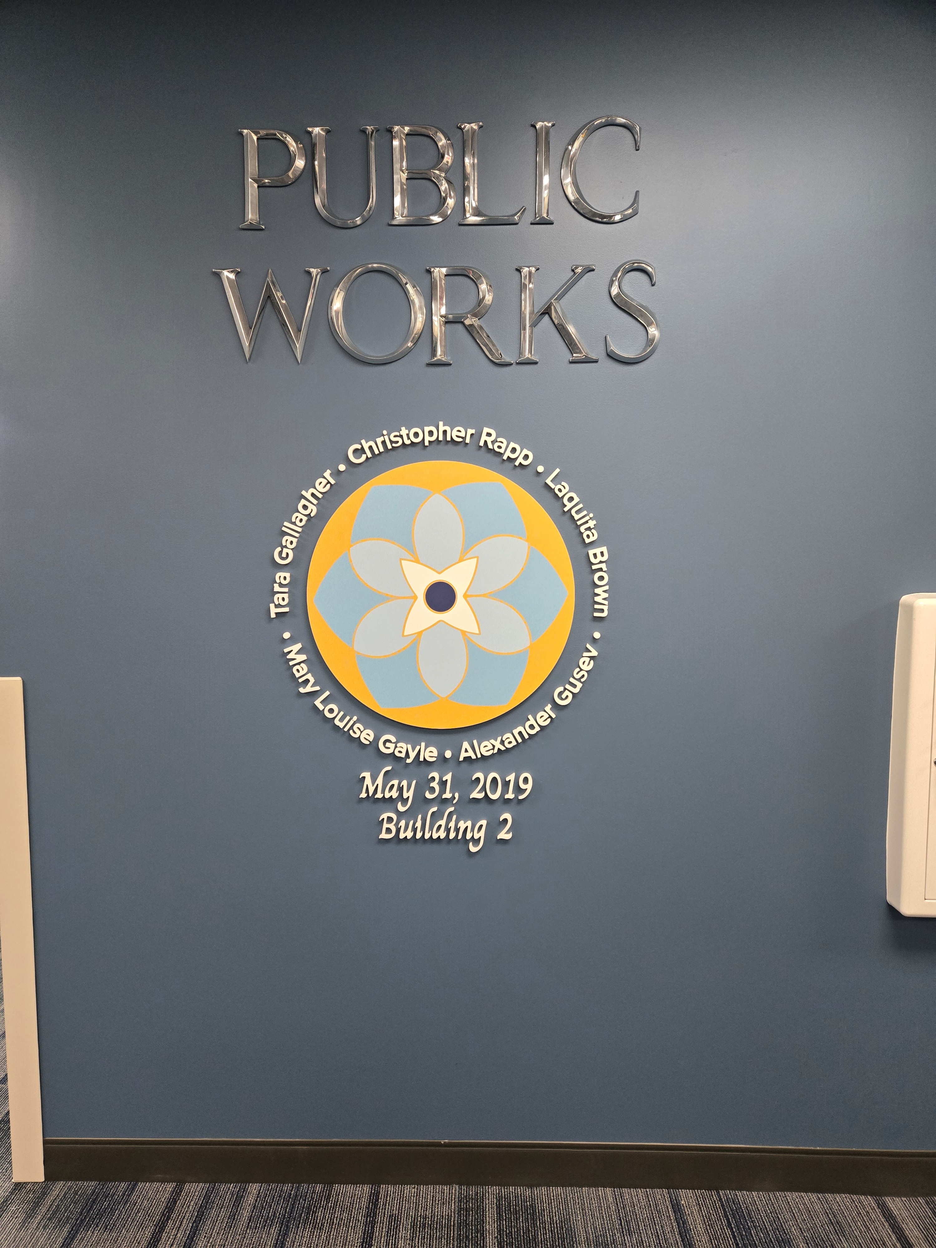 Public Works memorial dimensional sign