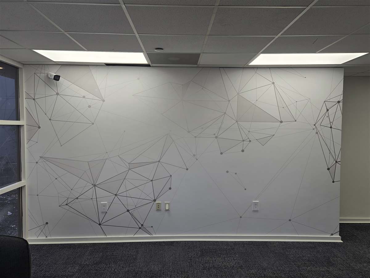 Geometric office wall graphic