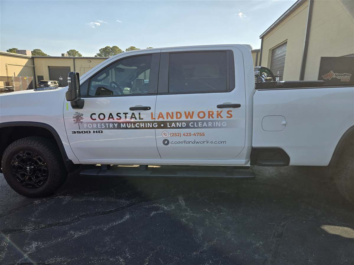 Coastal truck graphics installation