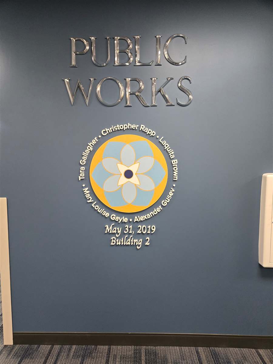 Public Works memorial dimensional sign