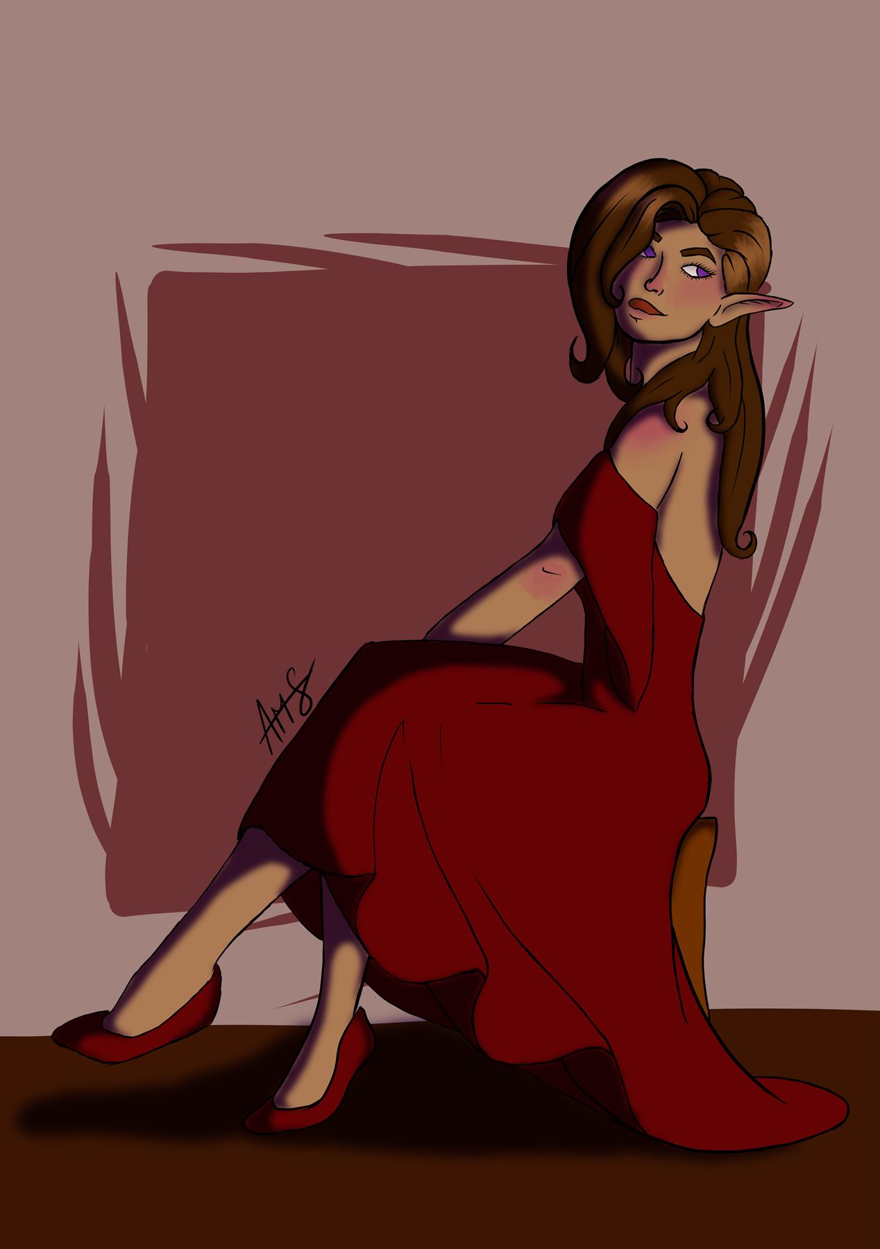 Lady in Red fashion portrait illustration