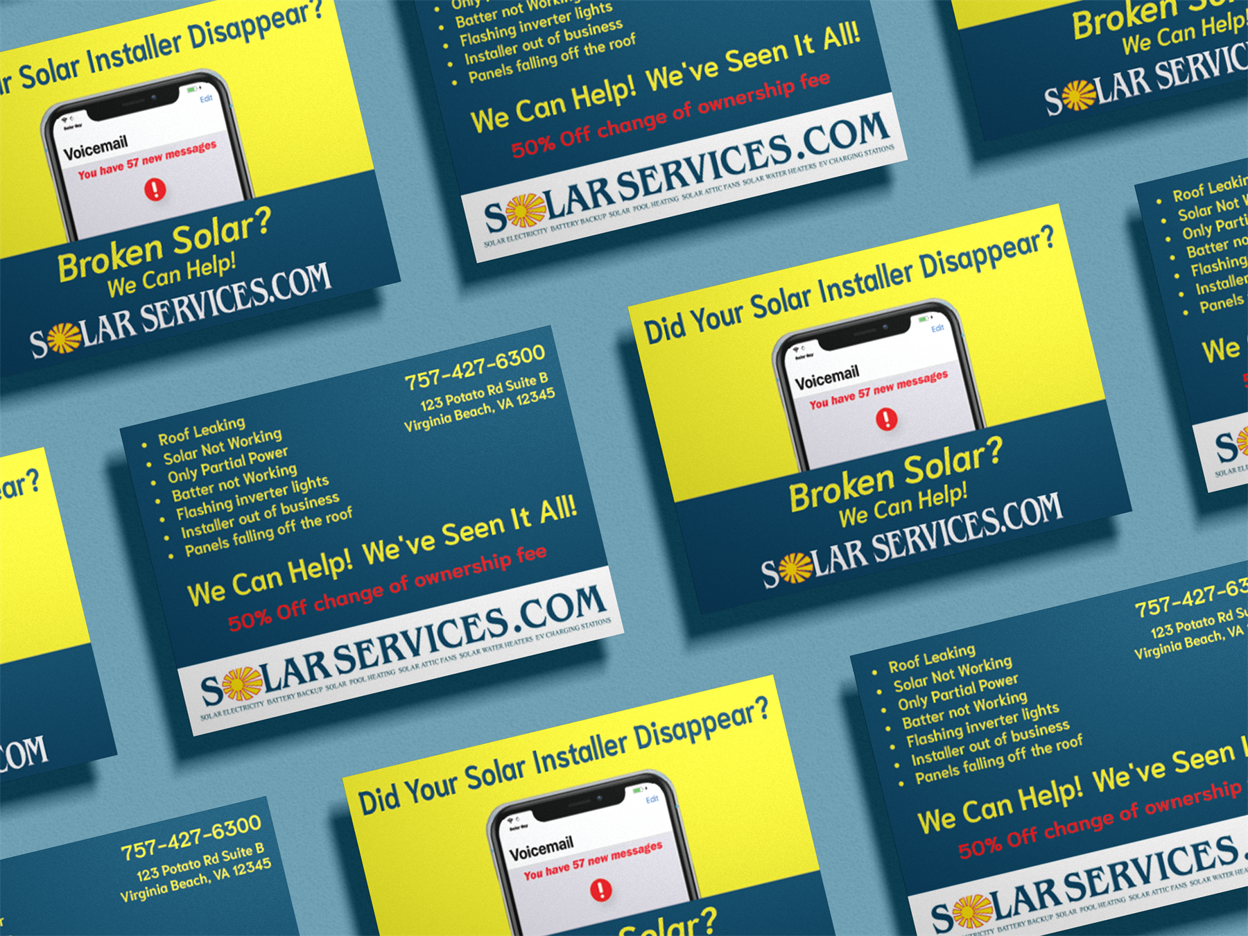 Solar Services postcard mockup